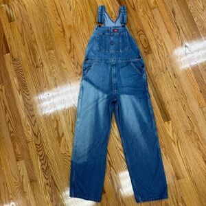 Dickies Distressed Faded Blue Denim Carpenter Overalls
